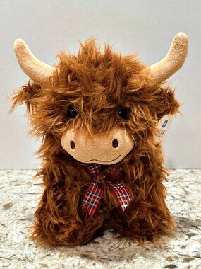 COTLY Highland Cow Plush Toy Long Shaggy Hair 10" Stuffed Farm Animal Gift NWT